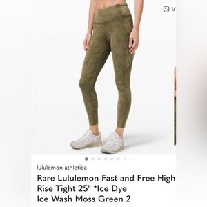 RARE Lululemon Athletica Ice Wash Moss Green Leggings